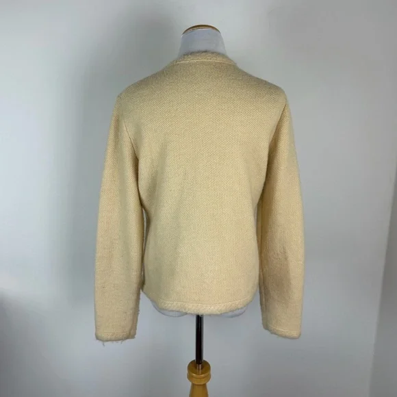 J. Crew Textured Boucle Lady Jacket Cream Gold Button Cardigan Size S - Picture 6 of 9
